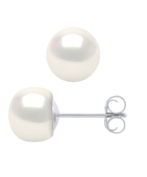 Oorbellen - 925 duizendste - zoetwater gekweekte parels knop 7-8 mm - NATURAL WHITE - kinderwagens systeem - Wordt geleverd in een koffer met een certificaat van echtheid en een internationale garantie - Al onze juwelen zijn gemaakt in Frankrijk.
