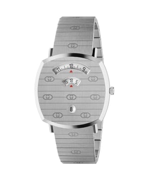 Brand: Gucci Collection: Grip Model Number: YA157410 Case Diameter: 38mm Case Material: Stainless Steel Strap Material: Stainless Steel Dial: Stainless Steel Face with Windows Water Resistance: 30 meters Movement: Quartz