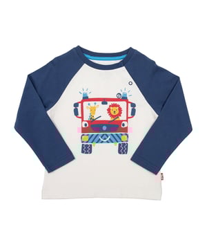 The sirens are calling! Celebrating a vital sector of our emergency services, our cream t-shirt is versatile and soft. The fun fire engine t-shirt is made with 100% organic cotton with navy raglan style sleeves and snap popper opening along the seam.