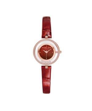 Pretty and Elegant Watch: The beautiful dial with small face is suitable for women's small wrists. Watch dial is also decorated with four clear crystals that makes this watch looks stylish, and elegant.

Case diameter: 30mm; Case thickness: 7.4mm;  Watch band length: 180mm; width: 10 mm

Slim Leather Band: Strap width:10mm, which is breathable and durable, provide comfortable wearing experience for you.

Quartz Women Watch: Japanese quartz movement, keep time accurately.

Waterproof Watch Women: 30M Waterproof,will withstand splashes in water, but not suitable for swimming or bathing.

Gifts for Her: It comes with nice Victoria Hyde gift box, can be as mothers day gifts, anniversary gifts, birthday present etc.