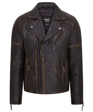 The centrepiece of a timeless look, this jacket is crafted with full grain nappa leather to achieve a slim fit stylish biker silhouette. Eye catching additions to this piece include ribbed detailing on the shoulders and a traditional wide collar. The front of the jacket is accented with a double zip and features a slanted zip pocket across the breast as well as a further two zip pockets. This jacket comes in a range of colours to suit a variety of tastes, allowing all to find their ideal style in this classic Brando style piece.

• 100% premium ultra-soft nappa leather.
• Slanted zip breast pocket • Double zip front, tagged for ease of use
• Wide notch stud fastened lapels
• Pockets integrated into the jacket lining
• Ribbed detailing on the shoulders
• Stylish zipped cuffs