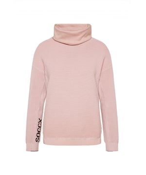 Deze gebreide trui voor dames is de perfecte metgezel voor koelere dagen. Het is gemaakt van zacht materiaal dat comfortabel aanvoelt op de huid en je een goed gevoel geeft. De trui is gemaakt met een gemengde structuur en heeft grofgebreide en fijngebreide delen. De manchetten en zoom hebben een geribbelde look. De hoog uitgesneden col zorgt voor behaaglijke warmte. De overgesneden schouders en de gebruikte kleur geven de trui een casual uitstraling. Er zijn gebreide letters op de rechtermouw en aan de linkerkant.