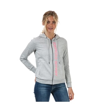 Dames Armani Exchange Zip Hoody in grijs.<BR><BR>- Verstelbare capuchon met trekkoord.<BR>- Volledige ritssluiting.<BR>- Lange mouwen.<BR>- Twee voorzakken.<BR>- Armani Exchange-logo op de borst.<BR>- Normale pasvorm.<BR>- 100% Polyester. Machinewasbaar.<BR>- Ref: 3GYM85JZ6Z3911
