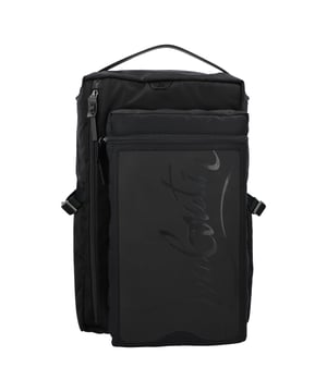 Mit seinen sportlichen Linien zeigt der Loubideal-Rucksack das technische Können von Maison Christian Louboutin. Er ist aus schwarzem Gummi und Nylon gefertigt und trägt die Unterschrift seines Schöpfers auf der Vorderseite.

- Ein 5 cm/2 Zoll langer Griff und zwei Schulterriemen ermöglichen es, ihn von Hand oder über der Schulter zu tragen
- Reißverschlussverschluss
- 2 Hauptfächer
- 1 Reißverschlusstasche
- 2 Flaschenfächer an den Seiten

Abmessungen: H 42 x B 27 x T 20 cm
Farbe: Schwarz
Material: Gummi
Maße: Breite: 200 mm Länge: 270 mm Höhe: 420 mm Griffhöhe: 50 mm
