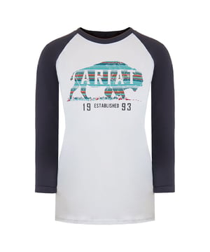 Ariat REAL Graphic Logo Crew Neck White Mens Plain Long Sleeved Top 10034877