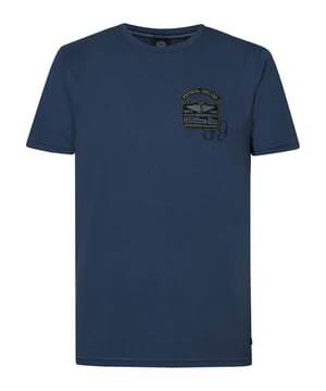 T-shirt met ronde hals en korte mouwen. Dit T-shirt heeft een subtiel artwork op de borst. Gemaakt van 100% katoen. Twijfel je tussen twee maten? Kies dan de grootste maat. T-shirt met korte mouwenRonde halsArtwork op de borst100% katoenHet model is 187 cm lang en draagt maat L