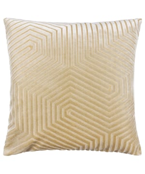 A luxuriously designed cushion featuring mesmerising, strong geometric cut velvet detailing, giving it plenty of stage presence. The Evoke cushion is complete with metallic threads running through the base fabric, in a bold golden weave, set on a jewel toned background which makes this piece stand out. Finished with a smart knife edged trim, hidden zip closure and a plain velvet reverse. Layer them tone on tone or in contrast jewel colours to suit your sophisticated sanctuary.