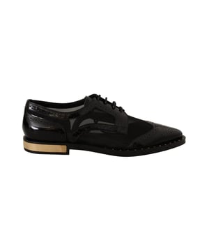 Zapatos Dolce & Gabbana.
  100% autentico.
  Diseno de punta de ala con cordones.
  Color negro con detalles dorados.
  Material: 39% PA 61% cuero.
  Suela: cuero.
  Logotipo de Dolce & Gabbana.
  Fabricado en Italia.