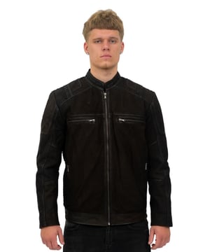 Esta chaqueta de motociclista está confeccionada en cuero pulido y presenta herrajes de metal pulidos a mano en los bolsillos exteriores y cierre de cremallera YKK. Se trata de una pieza con un acabado elegante que incluye paneles de canalé en los hombros y detalles texturizados en las mangas. El exterior de la chaqueta está equipado con cuatro bolsillos con cremallera, ubicados en el pecho y en los paneles laterales de la chaqueta. Disponible en colores tostado y marrón, es una chaqueta ideal para lograr looks sofisticados y para salir en ocasiones informales. • Fabricada en cuero pulido genuino • Cuatro bolsillos delanteros con cremallera para un almacenamiento seguro • Cuello alto corto • Dos bolsillos integrados en el forro de la chaqueta • Puños con cremallera