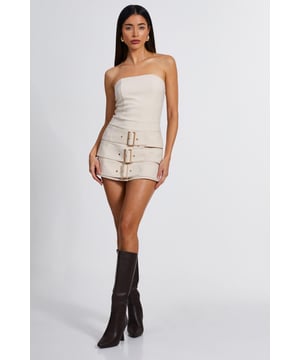 - Bandeau style - Triple belt detail - Bodycon fit - Model height: 5'9" - Model wears uk 8 / us 4 / eur 36 - Always check the care wash label - Cool hand wash with mild detergent