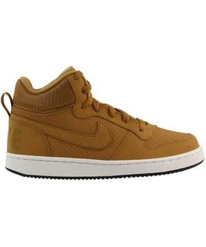 Braune Schuhe, braune Nike-Sneaker, 100 % Leder, Court Borough Mid, Activewear, Nike Swoosh, Schn�rsenkel-Sneaker, Markenaufn�her an Seite und Vorderseite des Schuhs,