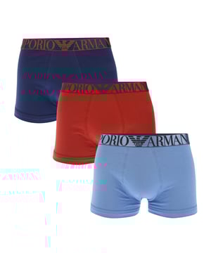 Men's Emporio Armani 3 Pack of Boxers.- Logo detail.- Elasticated waist.- Stretch design.- Three-pack. Material: 95% Cotton, 5% Elastane. Ref: 11135772625732.