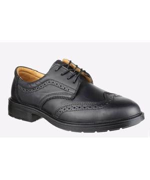 Ein Leder-Brogue-Sicherheitsschuh mit antistatischer Funktion, rutschfester Sohle und Durchtrittschutz, ausgestattet mit all den klassischen Details, die man von dieser zeitlosen Silhouette erwarten würde.  
- Eleganter und sicherer Brogue-Schuh, ideal für den Uniformgebrauch  
- Glattes Leder-Obermaterial mit gepolstertem Knöchelkragen für Unterstützung und Komfort  
- Konstruiert mit PU-Sohle, die hervorragende Rutschfestigkeit bietet  
- Schnürung mit 4 perforierten Ösen  
- Stahlkappenschutz gegen 200 Joule Aufprall  
- Nicht-metallische Zwischensohle schützt gegen 1100 Newton Durchtritt  
- Antistatisch  
- Energieabsorbierender Absatz  
- Entspricht EN ISO 20345:2011 Sicherheitsfußwear-Standards  
- Rutschfestigkeit SRC - Widerstand gegen Rutschen