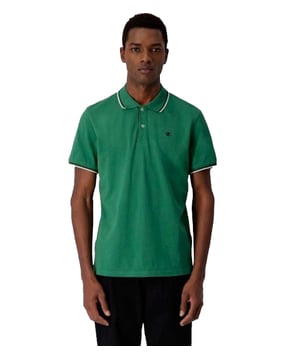 Poloshirt met korte mouwen, platte gebreide kraag, knoopsluiting en logoprint van zacht katoen.