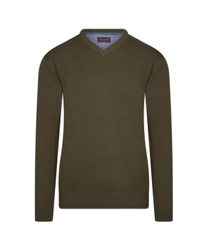 Cappuccino Italia pullover voor heren. De pullover is gemaakt van 50% katoen en 50% acryl en heeft een normale pasvorm.  Merk: Cappuccino ItaliaModelnaam: PulloverCategorie: heren pulloverMaterialen: katoen, acrylKleur: groen