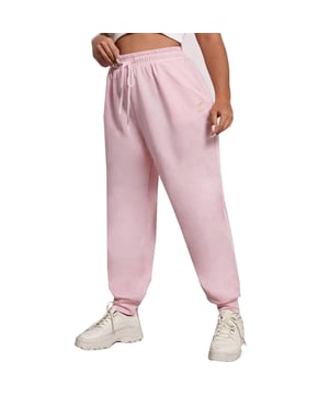 Damen-Jogger in Übergröße, UK-Größen XS-XL, 2-Taschen-Design, 50 % Baumwolle, 50 % Polyester, verstellbare Taille, atmungsaktiv, bequem, mit Bündchen, elastische Taille, Taschen, Stretch, für Freizeit-, Reise- und Arbeitskleidung Gelegenheiten.