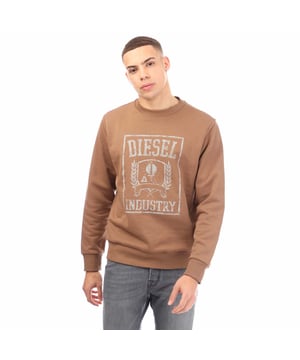 Heren Diesel S-Gir 11-6 Sweatshirt in bruin.- Geribde ronde hals.- Geribde manchetten en zoom.- Logo op de voorkant.- Normale pasvorm.- 100% Katoen.- Ref: A16969RIAJH71I