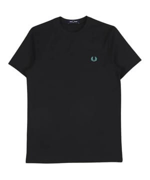 Camiseta negra Fred Perry, 100 % algodón, diseño de bloques en la espalda, logotipo de la marca en el lado izquierdo del pecho, manga corta. Camiseta Rave Light, camiseta negra