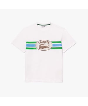 Mens Lacoste Monogram Print Regular Fit Cotton T-shirt Heavy cotton jersey with a fabulous drape Regular fit  straight cut Classic embroidered crocodile on breast