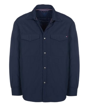58% Nylon, 26% Baumwolle, 16% Polyamid; Tommy Hilfiger Jacke;  Modell: MW0MW32856 DW5;  Hochwertig verarbeitet;  Kentkragen ;  Druckknopfleiste ;  Zwei Brusttaschen mit Druckknöpfen;  Tommy Hilfiger Logodetails