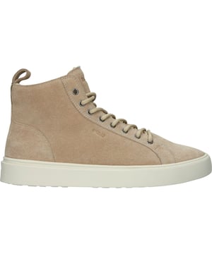 Sneaker (high) van het merk Blackstone. In de kleur TRAVERTINE. Gemaakt van Suede met een voering van Sheepskin insole. Deze schoen is gemaakt met een Cup zool.
