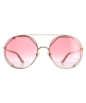 Las gafas de sol Chloe Round Womens Gold Red Gradient Ch0041S son unas elegantes gafas redondas con una escultural montura con forma de cable, barra superior para las cejas y patillas grabadas con el logotipo de Chloe para mayor autenticidad.