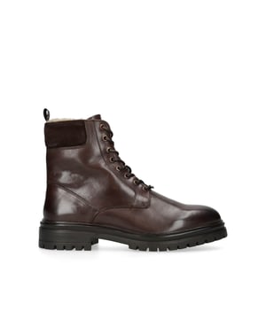 Force Cuff from KG Kurt Geiger is a lace up biker boot with a brown upper.