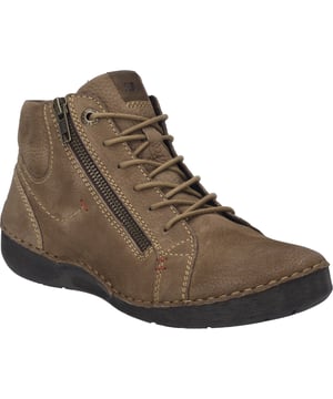 Descubra el botín Fergey 67 de JOSEF SEIBEL en el cálido color castagne, una auténtica obra maestra del calzado tradicional para mujer. Fabricado en piel nobuk de vacuno de alta calidad y con una plantilla de cuero extraíble, este zapato no sólo ofrece un ajuste excelente, sino también la opción de utilizar su propia plantilla ortopédica. Esto lo convierte en el compañero ideal para cualquiera que valore la comodidad y la personalización. La suela Rubflex promete flexibilidad y durabilidad, mientras que el cosido a mano, un método de producción tradicional en la industria zapatera alemana, subraya la alta calidad y la atención al detalle. Este zapato no es sólo un símbolo de estilo y comodidad acogedora, sino también de diseño de fuerte carácter y conservación de la artesanía tradicional. Ya sea para un paseo al aire libre o para un uso casual en su tiempo libre, el botín Fergey 67 es la elección ideal para todo tipo de actividades y demuestra que moda y funcionalidad van de la mano. JOSEF SEIBEL es sinónimo de calzado alejado de la moda rápida y, con el Fergey 67, presenta un modelo que combina sostenibilidad y diseño atemporal.