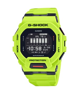 This Casio G-shock Digital Watch for Men is the perfect timepiece to wear or to gift. It's Yellow  Rectangular case combined with the comfortable Yellow Plastic watch band will ensure you enjoy this stunning timepiece without any compromise. Operated by a high quality Quartz movement and water resistant to 20 bars, your watch will keep ticking. This watch is great with both casual and dressy wear, this watch will always attract attention to your wrist! -The watch has a calendar function: Day-Date, Bluetooth, Stop Watch, Countdown, Alarm, Light High quality 21 cm length and 24 mm width Yellow Plastic strap with a Buckle Case Measurement: 40x42 mm,case thickness: 13 mm, case colour: Yellow and dial colour: Black