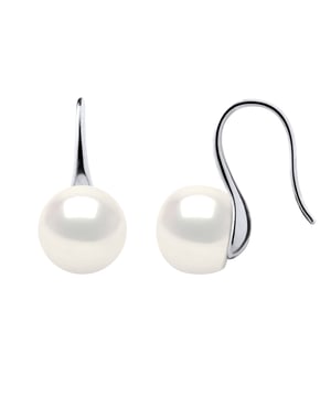 Earrings Hooks True Cultured Pearls Freshwater Buttons 9-10 mm - Quality AAAA + - COLORI NATURAL WHITE - System Hooks-allergenic - Jewelry 925 Thousandth - 2-year warranty against any manufacturing defect - Supplied in their presentation case with a Certificate Authenticity and an International Warranty - All our jewels are made in France.
