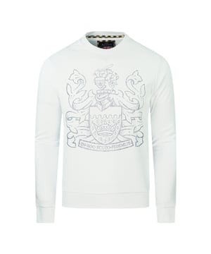 Aquascutum Pixel Aldis Logo Witte Sweatshirt. Aquascutum Pixel Aldis Logo Witte Trui. Elastiche Kraag, Mouwuiteinden en Taille. 100% Katoenen Sweater. Regular Fit, Valt Waarheidsgetrouw op Maat. FAI001 01