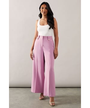 Petite Gold Trim Wide Leg Trousers