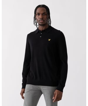 Cotton Merino Long Sleeve Knitted Polo Shirt