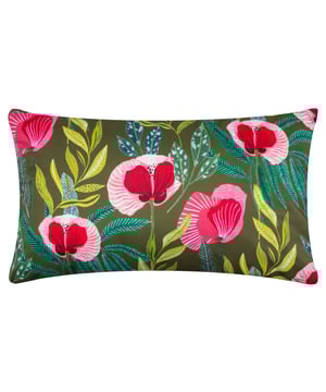 The House of Bloom Poppy outdoor cushion is adorned with striking bright pink florals, which bloom amongst varying leaves in rich shades, and are set against an olive green background. Printed on UV and water resistant Polyester, it will make an immediate impact, and will make a beautiful addition to your garden furniture.