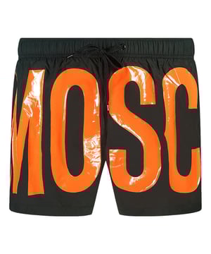 Moschino Large Orange Logo Black Shorts. Moschino Large Orange Logo Black Shorts. Elasticated Waistband. 100% Polyester. Wrap Around Logo Design. Product Code - 5B61445989 5125