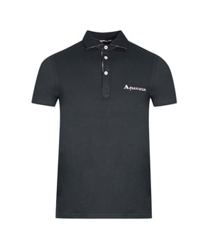 Aquascutum Signature Logo Black Polo Shirt. Aquascutum Black Polo Shirt. Branded Logo, Short Sleeves. Stretch Fit 95% Cotton 5% Elastane. Regular Fit, Fits True To Size. Style Code: QMP021 99