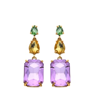 Phiaqua Purple Crystal oorbellen afgewerkt in 18k geel goud.