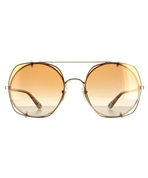 Las gafas de sol Chloe Aviator Womens Gold Orange Gradient Ch0042S son un elegante modelo redondo con una escultural montura cableada, barra superior para las cejas y patillas grabadas con el logotipo de Chloe para mayor autenticidad.