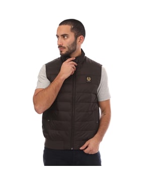 Mens Belstaff Down Filled Nylon Circuit Gilet in brown.- Adjustable throat latch with knurled buckle.- Exposed centre zip closure.- Multi-stitched side pockets with snap-button closure.- Channel quilted gilet.- Lightweight and compressible.- High-density  water-repellent nylon fabric.- 100% Polyamide.- Ref: 105297BNTOK
