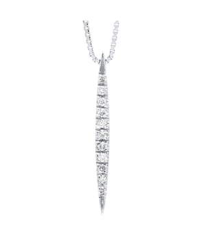 Diamantes de caída de collar 0.060 CTS (6 x 0.010 cts) - Tamaño brillante - Conjunto con garras - HSI de calidad (color H - Calidad SI1) - Cadena Longitud veneciana 42 cm - Oro blanco 375 milésimas - 2 años Garantía - Entregado en un caso con un caso con un caso con Autenticidad del certificado y una garantía internacional: todas nuestras joyas se hacen en Francia.