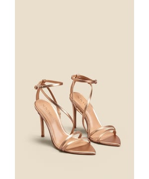 They'll make you feel like dancing
Chic strappy style
Fierce pointed toe
Stiletto heels always look sexy
Gold goes with everything
Amp up jeans and a nice top or your favourite LBD