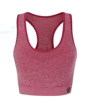 Material: 92% polyamide, 8% elastane. Medium impact sports bra. SeamSmart technology. Q-Wic plus seamless nylon/elastane or polyester/elastane knitted fabric. Anti-bacterial odour control treatment. Good wicking performance. Quick drying. Removable pads. Racer back design. Chest sizes to fit: (XS): 76-81cm, (S): 87cm, (M): 89-97cm, (L): 99-107cm.