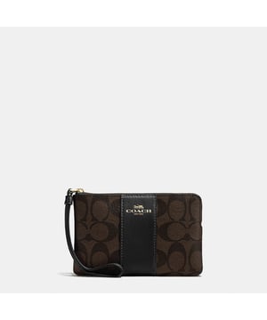 Signature PVC with Leather Stripe Corner Zip Length 16.0cm,  Width 1.5cm, Height 10.0cm