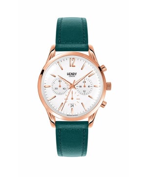 Henry London Dameshorloge Kwarts Roze Goud• Materiaal kastdeksel: Staal• Soort glas: Mineraal• Materiaal Band: Leer• Kleur kast: Roze Goud• Waterdichtheid: 0 m (0 ATM)• Diameter: 40 mm