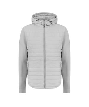 Mens Belstaff Pima Cotton Vert Full Zip Cardigan in grey.- Adjustable drawcord hood.- Two-way centre front zip fastening with drawcord detail.- Two side zip pockets.- Embroidered edge Phoenix patch on sleeve.- Padded body and cotton sleeve.- 100% Polyester.- Ref: 104626CRGRY