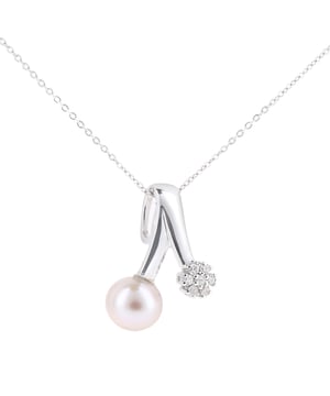 9K (375) White Gold: 1.68gr; # Diamond: 0.09ct; # Cultured Pearl: 2.42 ct; # Dimension: 1.45cm x 1.03cm