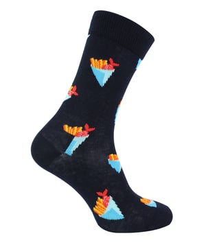 Happy Socks - Men’s & Ladies Fish & Chips SocksEmbark on a whimsical journey through British culture with the Happy Socks Men’s & Ladies Fish & Chips Socks. Crafted from soft combed cotton, these adult novelty socks are the epitome of comfort and style. Each pack contains one pair, featuring reinforced heel and toe sections for long-lasting durability, ensuring they remain a staple in your sock drawer for years to come.Immerse yourself in the charm of classic Fish & Chips patterns adorning each sock. From the iconic fish and chips dish itself to playful illustrations of fish and newspaper-wrapped treats, these designs capture the essence of this beloved British tradition.Whether you're treating yourself or searching for the perfect gift, these socks are guaranteed to bring joy. Their soft and comfortable fabric makes them a pleasure to wear, while the Happy Socks branding adds a touch of quality and sophistication.Available in two size options, these socks cater to a range of foot sizes, ensuring a snug and comfortable fit for everyone. Plus, their machine-washable nature makes for easy care and maintenance, allowing you to keep them looking fresh and vibrant with minimal effort.These socks are made from 86% Cotton, 12% Polyamide, 2% Elastane and come in 2 sizes: Men’s 6-11 UK & Ladies 4-7 UK. They come with great Fish & Chip patterns and they are Machine Washable.Extra Product DetailsHappy Socks Adult Novelty SocksSoft Combed Cotton1 Pair Per PackReinforced Heel & ToeClassic Fish & Chips PatternsA Perfect Gift IdeaSoft & ComfortableHappy Socks Branded2 Size OptionsMachine Washable