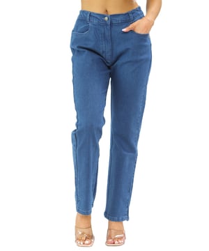 Dames jeans met elastische taille, normale pasvorm, stretchdenimbroek. - - . Binnenbeenlengte Kort is 26 inch, Normaal is 28 inch, Lang is 28 inch. - - . Dankzij de rechte pijpen is dit de perfecte jeans voor dagelijks gebruik. - - . Elastiek aan de zijkant voor extra comfort. - - . Zoom met zijsplitten voor meer comfort. - - . Ritssluiting en knoopsluiting in de taille. - - . Jeans met perfecte pasvorm, je voelt je elke keer weer goed.
