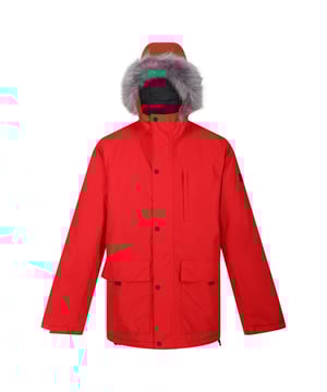 Material: 100% Polyester. Lining: Taffeta. Design: Plain. Fabric Technology: Breathable, Isotex 5000, Thermo-Guard, Waterproof, Weather Resistant, Windproof. Neckline: Hooded. Sleeve-Type: Long-Sleeved. Shockcord Hem. Hood Features: Detachable Faux Fur Trim, Grown On Hood. Pockets: 2 Front Pockets, Flap Closure, 1 Chest Pocket. Fastening: Two Way Zip. Sustainability: Sustainable Materials.