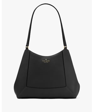 Lena Pebbled Leather Triple Compartment Shoulder Bag, Metal Pinmount With Spade Logo, Back Zip Pocket, Middle Zip Compartment,  Length: 13.00 Cm,  Width: 28.00 Cm,  Height: 33.50 Cm